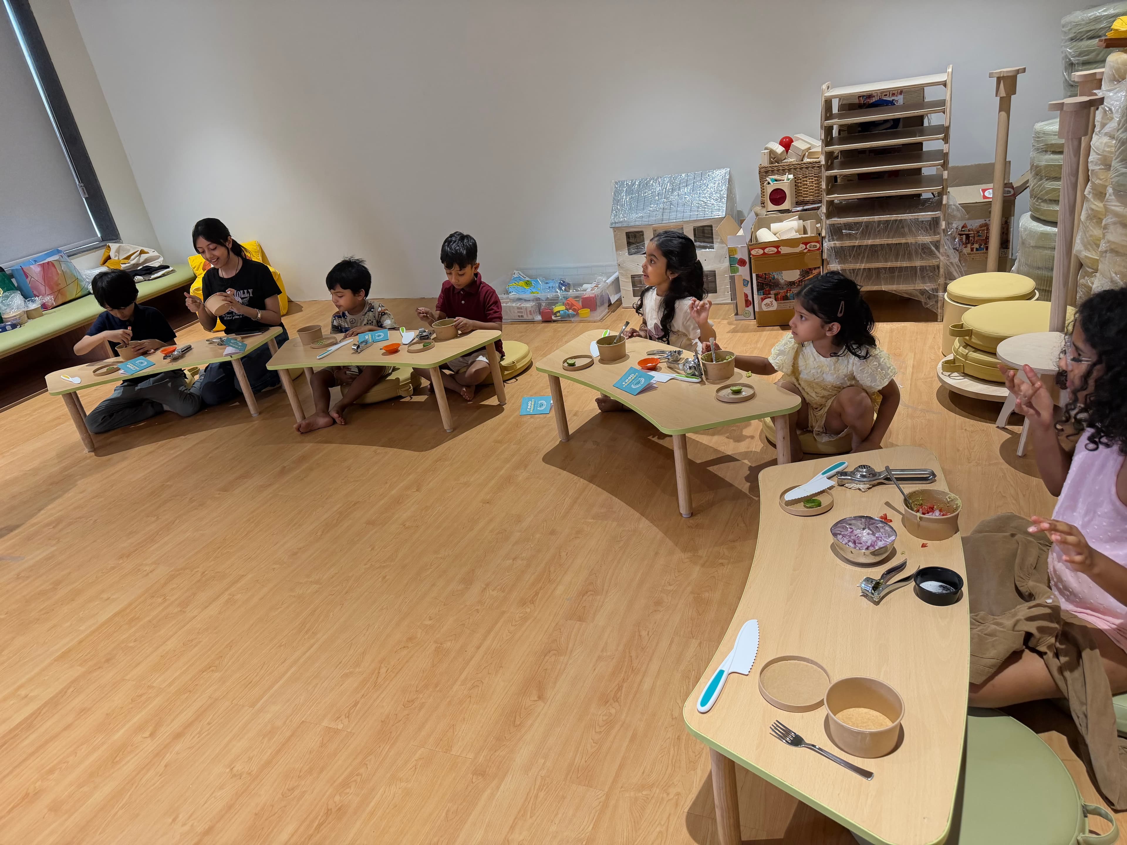 Children at activity tables